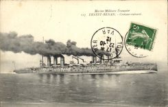 VINTAGE POSTCARD Bateau War French Navy Ernest Renan Croiseur Armours