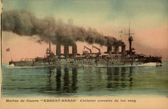 VINTAGE POSTCARD Bateau War Cruiser Armours Ernest Renan Croiseur corsair of 1st Rank