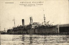 VINTAGE POSTCARD General Boat War Gaillieni French Auxiliary Transport of 1st Rank