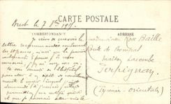 VINTAGE POSTCARD Boat Brest War the castle and Guichen Croiseur protects