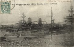VINTAGE POSTCARD Boat War Marine Fran Alse Iena Its state After Explosion