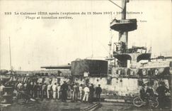 VINTAGE POSTCARD Boat War Culrasse D Iena Squadron After L Explosion Beach and turrets late