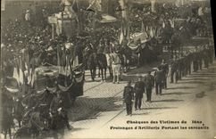 VINTAGE POSTCARD Bateau War Funeral of the Victims of Iena Prolong D artillery carrying the coffins