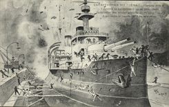 VINTAGE POSTCARD Boat War the Catastrophe of Iena