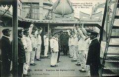 VINTAGE POSTCARD Marine Exercise of the Signals has Bras Armours Iena