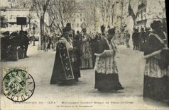 VINTAGE POSTCARD Catastrophe Of Iena Monseigneur Guilibert Bishop of Frejus clergy going to the ceremony