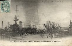 VINTAGE POSTCARD French Navy Iena During I explosion of March 12th  1907