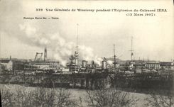 VINTAGE POSTCARD View of Missiessy During L Explosion of the Armor Iena March 12th  1907