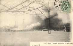 VINTAGE POSTCARD Boat War L Iena during L Explosion March 12th  1907