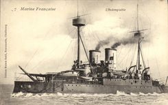 VINTAGE POSTCARD Boat War French Navy L Untameable