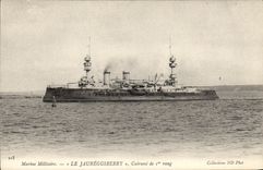 CPA Bateau Guerre Marine Militaire Le Jaureguiberry Cuirasse de 1er rang
