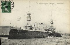 VINTAGE POSTCARD Bateau War French Navy Jaureguiberry Cuirasse has Tourelles