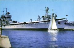 MODERN CARD Boat Toulon War the Port and the Jean Bart