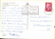 MODERN CARD Boat Toulon War the Jean Bart Among the War buildings