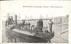 VINTAGE POSTCARD Boat Marseilles Kabyle Destroyer in the old port