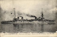 VINTAGE POSTCARD Bateau the Leon Gambetta Croiseur Armor runs on April 26th  1915