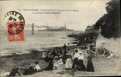VINTAGE POSTCARD Bateau Saint Nazaire a pretty corner of the beach of City be Martin to the passage of the Leon Gambetta