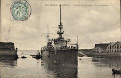 VINTAGE POSTCARD Boat Military port of Brest Entered of the armor Leon Gambetta