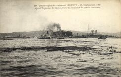 VINTAGE POSTCARD Boat catastrophe of the armor Freedom 25 setpembre 1911