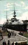 VINTAGE POSTCARD Bateau St Nazaire Cuirasse 1st Liberte rank leaves the port