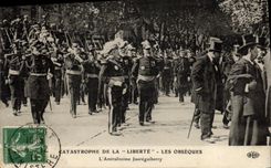 VINTAGE POSTCARD Boat national Funeral of the victims of the catastrophe of Freedom Toulon L amiralissile Jaureguiberry
