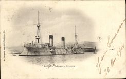 VINTAGE POSTCARD Boat Linois Cruiser and barbette