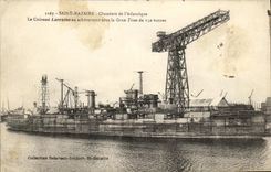 VINTAGE POSTCARD Bateau Saint Nazaire Building sites of L Atlantique armours It Lorraine