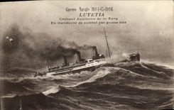 VINTAGE POSTCARD Boat auxiliary Lutetia Cruiser of 1st rank in operation of combat