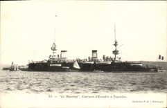VINTAGE POSTCARD Bateau Massena Cuirasse D squadron has turrets