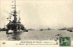 VINTAGE POSTCARD Bateau Massena Armours D naval Revue squadron of Toulon Massena after the review etoure of all the armours