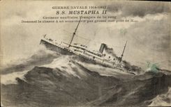 VINTAGE POSTCARD Boat S Mustapha II French auxiliary cruiser of 1st rank