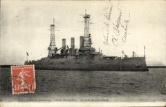 VINTAGE POSTCARD Boat American Cruirasse New Hampshire in roads of Cherbourg