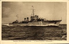 VINTAGE POSTCARD Boat against destroyer Hurricane