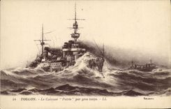 VINTAGE POSTCARD Boat War Toulon Fatherland by heavy weather