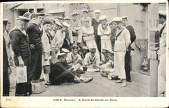 VINTAGE POSTCARD Bateau War HMS Renown has hand has cards one deck have charts