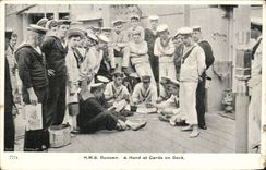 VINTAGE POSTCARD Bateau War HMS Renown has hand has cards one deck