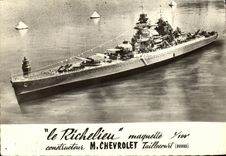 VINTAGE POSTCARD Boat War Richelieu Model 1 100 Chevrolet Taillecourt Doubs