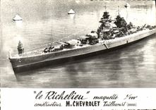 VINTAGE POSTCARD Boat War Richelieu Model Chevrolet Taillecourt Doubs