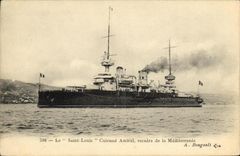 VINTAGE POSTCARD Bateau War Saint Louis Armours admiral squadron of the Mediterranean