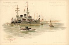 VINTAGE POSTCARD Bateau War Saint Louis Armours D squadron Charlemagne Gaulois iena