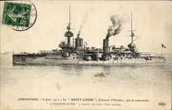 VINTAGE POSTCARD Bateau War Saint Louis Armours D squadron which the Vendemiaire submarine has runs up against against the course D a exercise