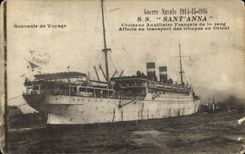 VINTAGE POSTCARD Bateau War S Sant Anna Croiseur auxiliary French of 1st rank assigns to the transport of the troops in the East