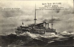 VINTAGE POSTCARD Boat War Sant Anna Cruiser auxiliary of 1st rank affecteu to the transport of the troops in the East