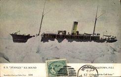 VINTAGE POSTCARD Bateau War Stanley Ice Bound Near Gerogetown PEI Breaks ices
