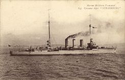VINTAGE POSTCARD Boat War light Cruiser Strasbourg