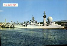 MODERN CARD Bateau War Suffren Fregate launches missiles