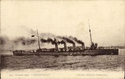 VINTAGE POSTCARD Boat War light Cruiser Thionville