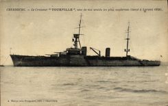 VINTAGE POSTCARD Bateau War Tourville Cruiser launches has Lorien t1928