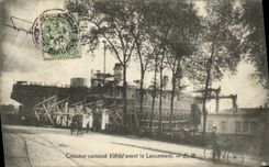 VINTAGE POSTCARD Boat War Cruiser Truth before launching