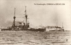 VINTAGE POSTCARD Boat War Pre Dreadnoughts Zealandia Lord Nelson
